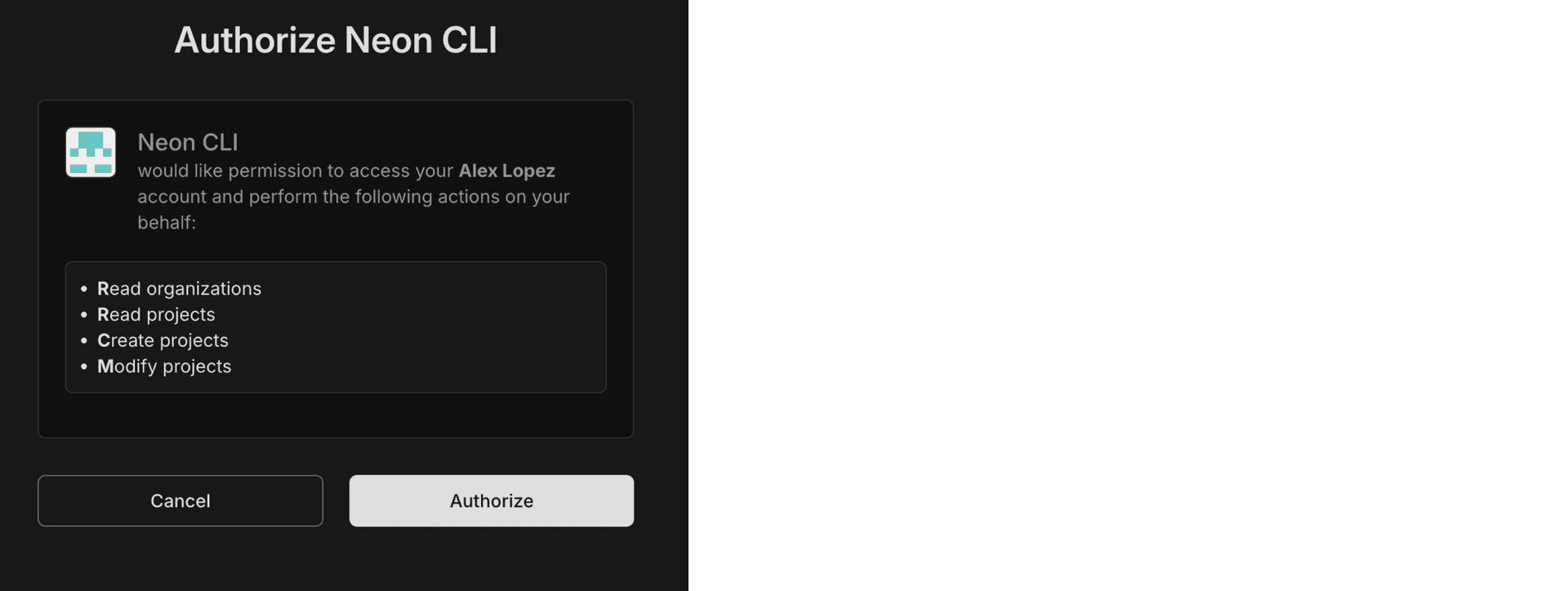 Neon OAuth authorization in browser
